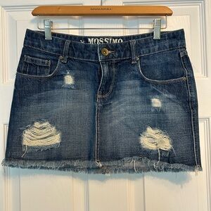 Mossimo Supply Co. Distressed Denim Mini Skirt - Dark Blue